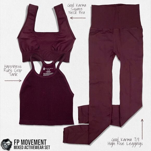 FP MOVEMENT SET: GOOD KARMA SQUARE NECK BRA + LEGGINGS + HR CROP IN MAPLE NECTAR - Picture 16 of 16